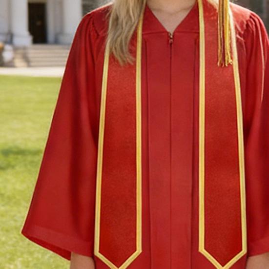 Academic Graduation Gown Set Breathable V-Neck Uniform for School Long Sleeve Polyester Soft Ceremony Diploma Photography