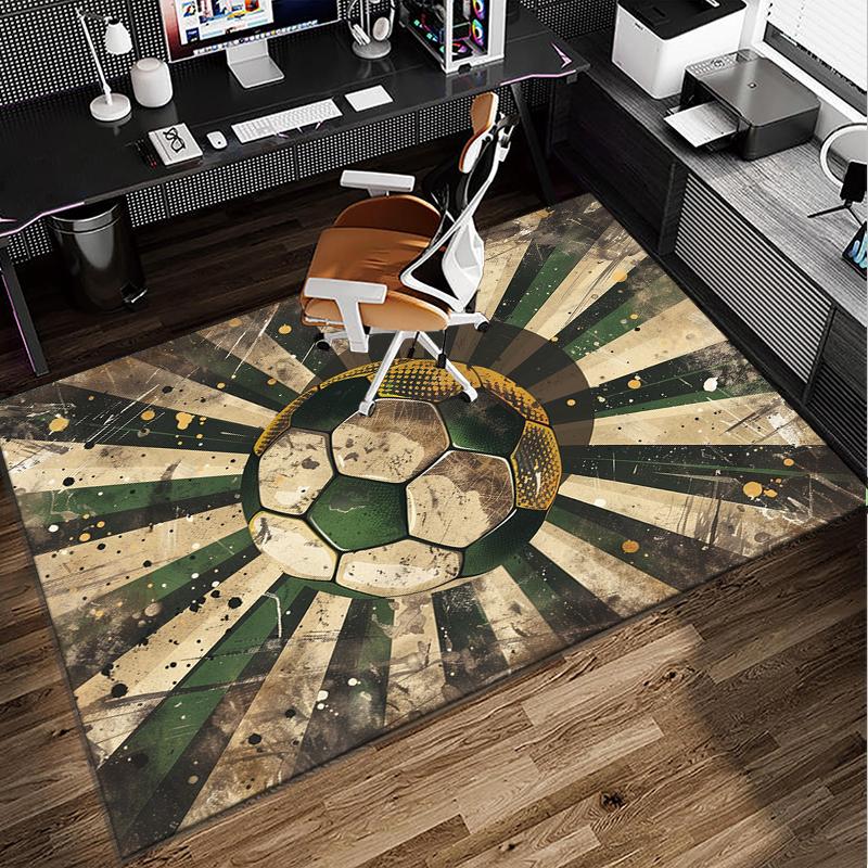 Flaming Soccer Ball Office Rug Chair Mat, Entryway Carpet, Suitable for Front Door, Bedroom, Living Room, Desk, Holiday Gift