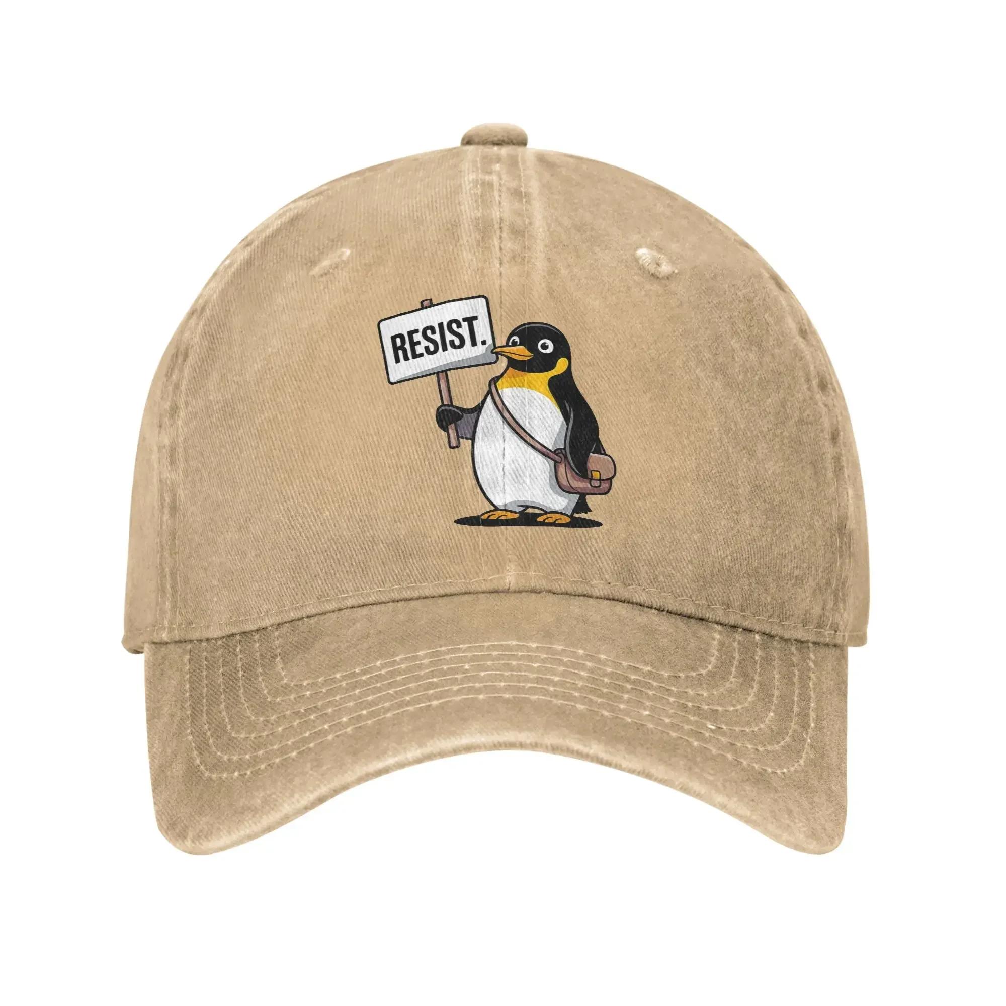 

Penguin Resist Penguins Protest Funny Sun Baseball Cap WoUnisex Unisex Design Trucker Hat Summer Fashion Kpop Rock Baseball Caps One Size