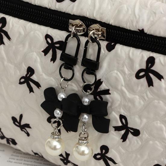 Beauty case imbottito con fiocco carino Organizzatore cosmetico da viaggio con cerniera Cotone soffice Estetica Borsa da toilette per donne Ragazze