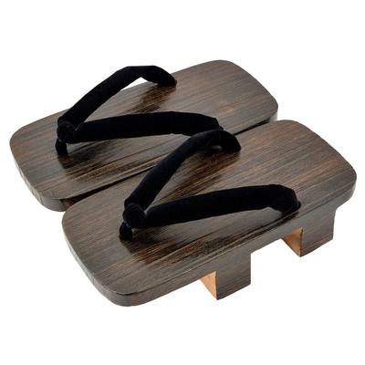Takeharu Men's Two-Toothed Paulownia Wood Geta, Made In Japan, Black, Size L