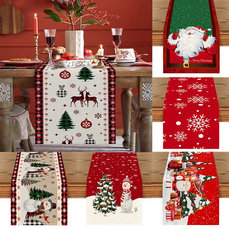 1PC Print Snowman For Home Xmas Table Decor Creative Christmas 33*183cm Table Runner Table Mat
