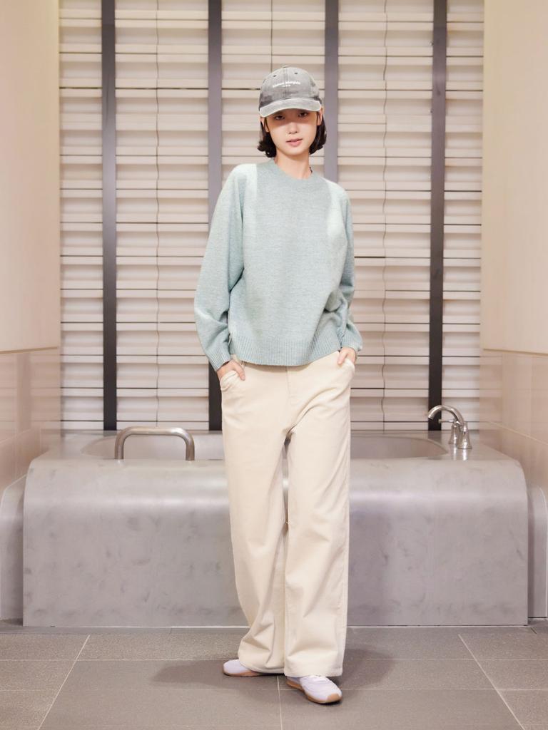 AYIHOLIC CASHMERE Back Slit Raglan Round Knit