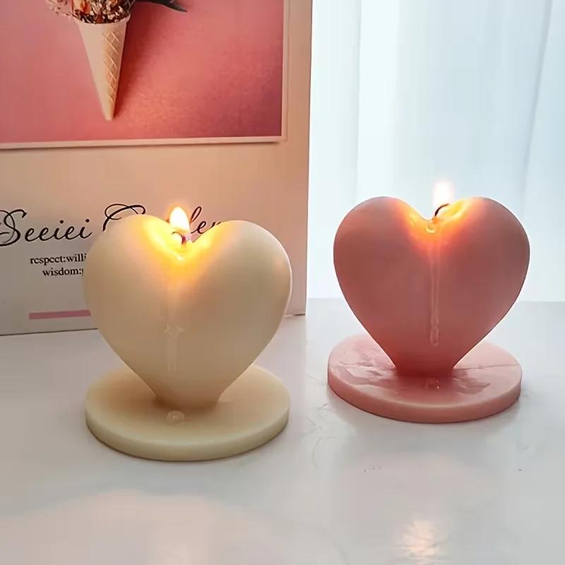 3D Love Candle Silicone Mold DIY Handmade Heart-shaped Soap Gypsum Crystal Crafts Resin Casting Mold Valentine's Day Gift Making
