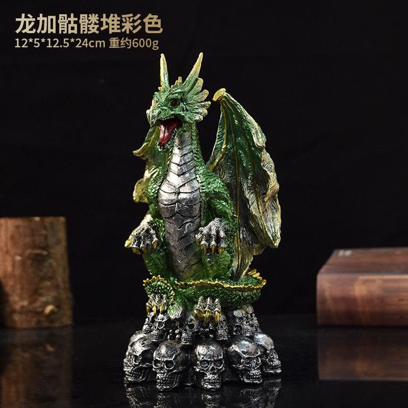 Retro Mythology Animal Statue Cerberus Dragon Griffin Ouroboros Skulls Resin Figurines Living Room Desktop Ornament Gift Toys