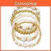 Artificial Pearl Bracelet For Women With Electroplated Finish And Geometric Shape For Daily Use