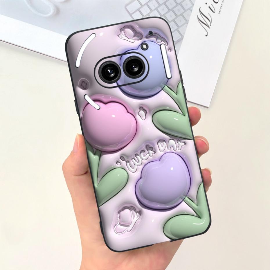 Für Nichts Telefon (2a) (2) Schwarze Silikon-Schutzhülle Für Nothing Phone2 Phone 2a Niedliche Cartoon-Weichschalen