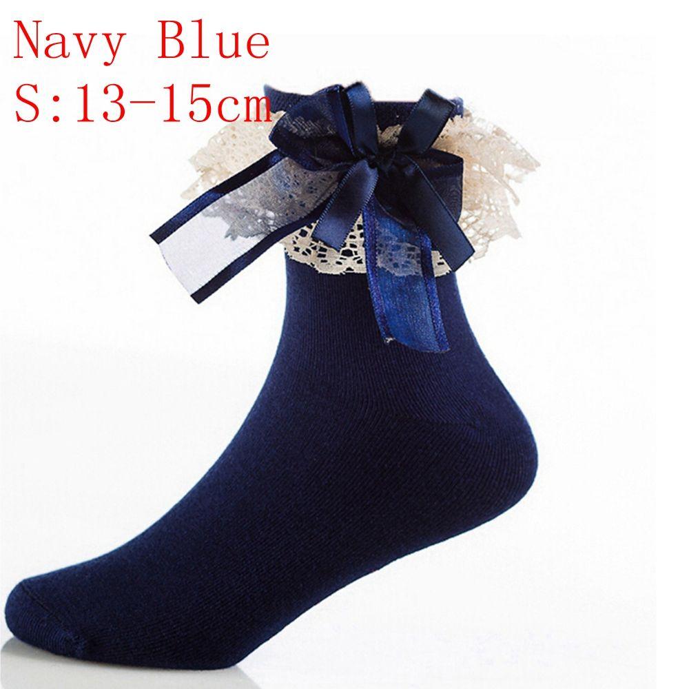 Fashion Short Sweet Baby Girls Lace Frilly Ruffle Princess Socks Big Bow Cotton