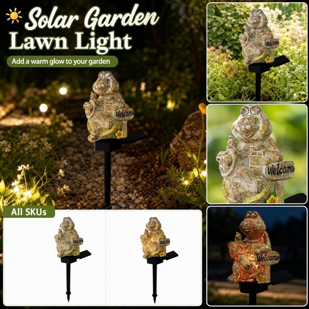 Garden Stake Light - Wood Carving Resin Turtle for and Yard Decoration