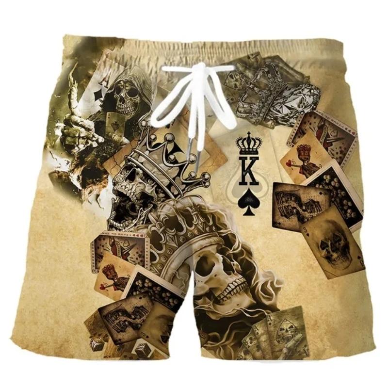 New Men's Skull 3D Print Beach Shorts Graphic Men's Casual Sports Shorts Summer Surfing Shorts Breathable Shorts Hip Hop Pants