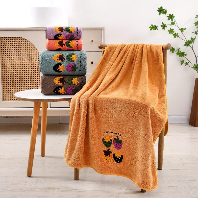Cross-Border Exclusive Coral Fleece Bath Towel Set - Soft, Thick, Absorbent & Skin-Friendly with Creative Embroidery
