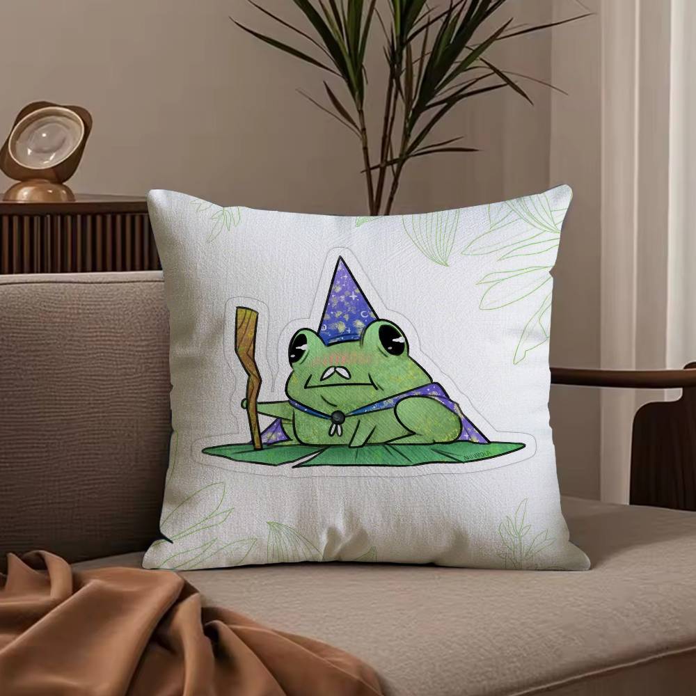 W-Wizard frog Anime Pillow Case Anti-dustmite Pillowcase Invisible zipper silky short plush Sofa cushion cover