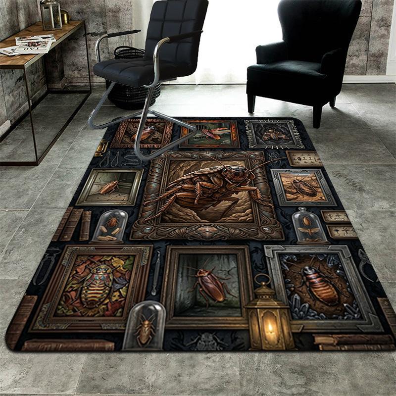 Insect Taxidermy Collection Pattern Rug Floor Mat for Living Room or Bedroom Soft and Comfortable Carpet a Gift for Birthday and Holiday.