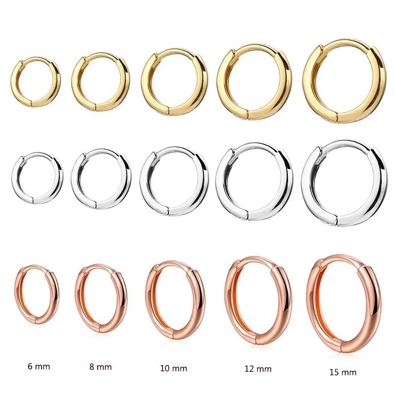 2pcs Fashion Hoop Earrings, Gold Color Tiny Cartilage Earrings Piercing Zircon Trendy Female Hoops Earrings For Women Men
