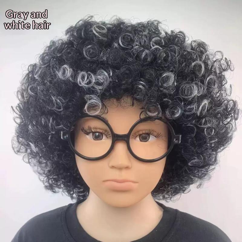 Gift Various Coloured Props Clown Cosplay Football Fans Black Afro Curly Wig Synthetic Wigs Curly Hair Children/Adults Dressing