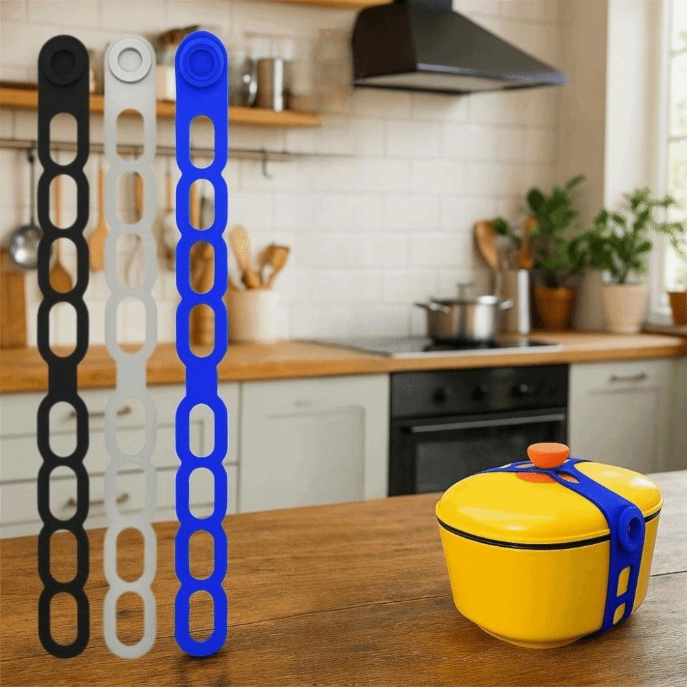 3Pcs Stretchable Silicone Lid Straps Leak-Proof Lid Fixing Band Universal Pot Lid Strap  Pans