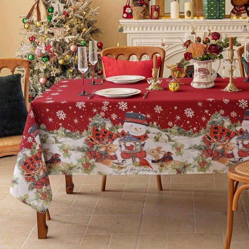 Waterproof Christmas Tablecloth Digital Print Kitchen Dining Table Decor Washable Holiday Home Decor