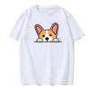 Niedlicher Corgi-Hundeprint Sommer Kurzarm Lässig Täglich Vielseitig Damenoberteil Bequemes T-Shirt Grafik T-Shirts Persönlichkeit