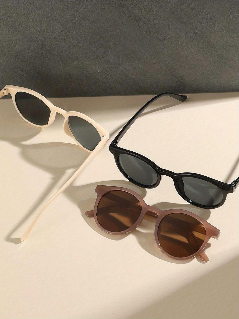 3pcs Oval Fashion Sunglasses For Women Men Casual Anti Glare Sun Shades Glasses For Driving Beach Travel Eyeglasses UV400