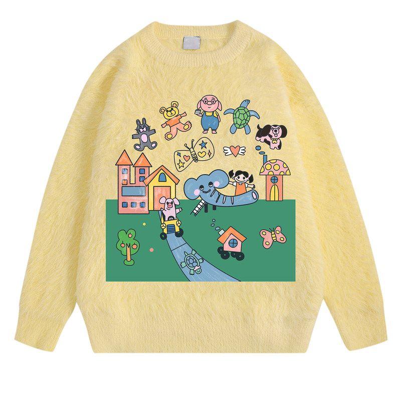 51 Hip-Hop American Style Soft and Lazy Thickened Couple Sweater for Men, Winter Trendy Brand Printed Versatile Loose Knit Sweater