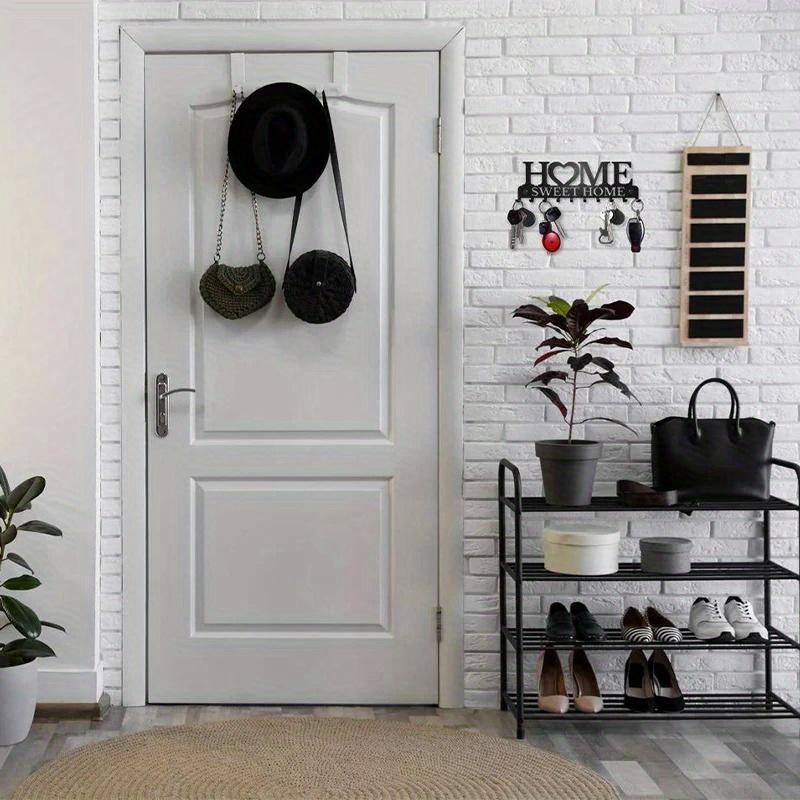 Wall Hanging Hook Storage Rack Black Metal Wall Hooks Self Adhesive Hook Key Rack Kitchen Towel Hanger Clothes Robe