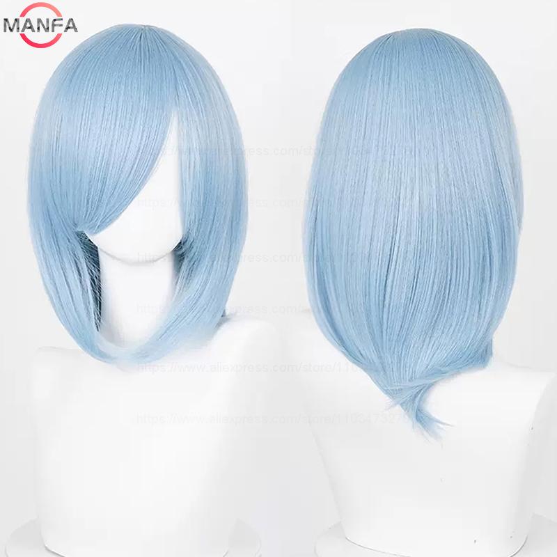 40cm Medium Basic Anime Cosplay Wig Bang Blond  Black White Red Pink Green Brown Gold Blue Heat Resistant Synthetic Hair Wigs