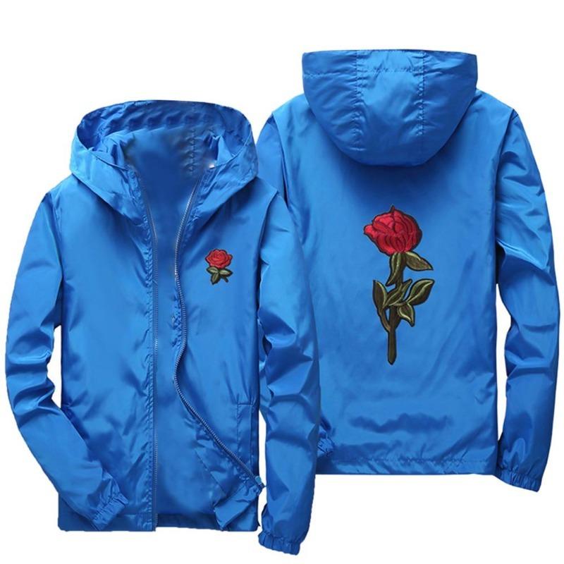 

2025 мужская повседневная спортивная легкая куртка мужская куртка на молнии с капюшоном с принтом топ M синий