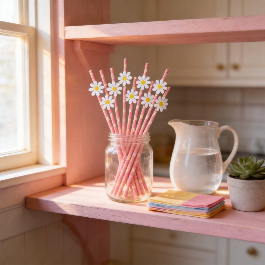 Daisy Small Flower Sunflower Paper Drinking Straws For Party Decorations And Cocktails