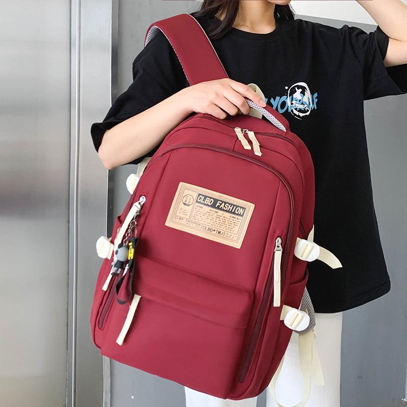 School bag Elementary school students Junior high school students High school students Boys burgundy large capacity backpack