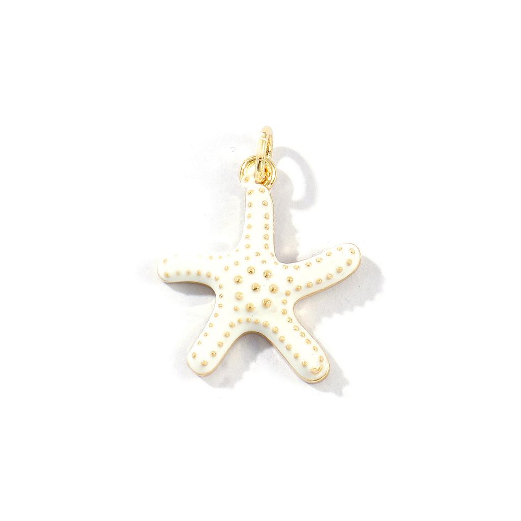 2 PCs Brass Ocean Jewelry Charms 18K Gold Plated Enamel Starfish Pendants For DIY Necklace Bracelet Jewelry Making 23mm X 18mm