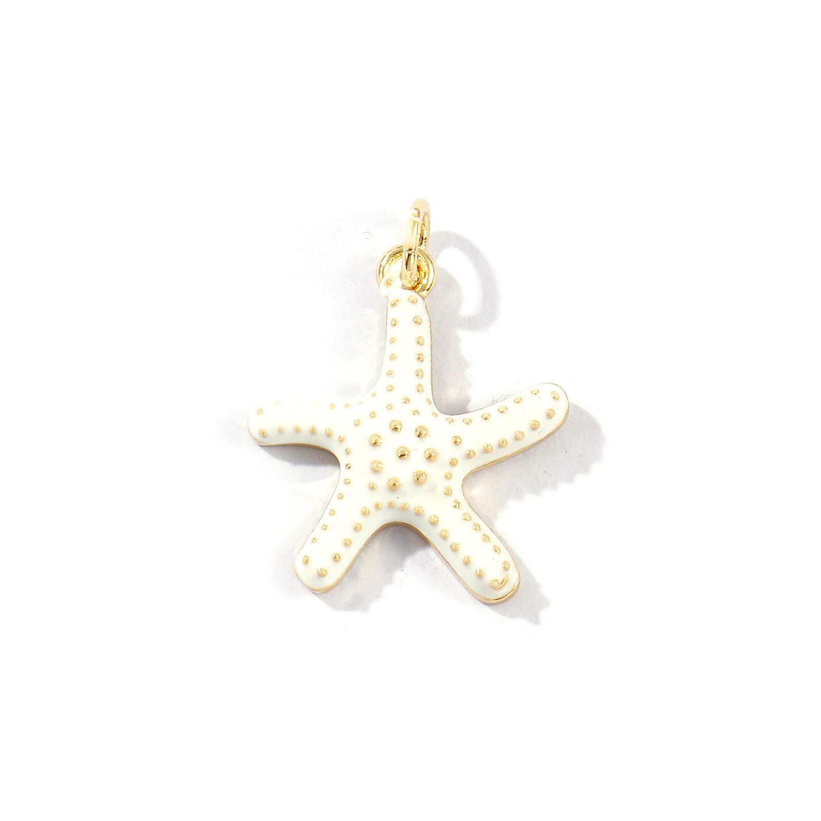 

2 PCs Brass Ocean Jewelry Charms 18K Gold Plated Enamel Starfish Pendants For DIY Necklace Bracelet Jewelry Making 23mm x 18mm белый