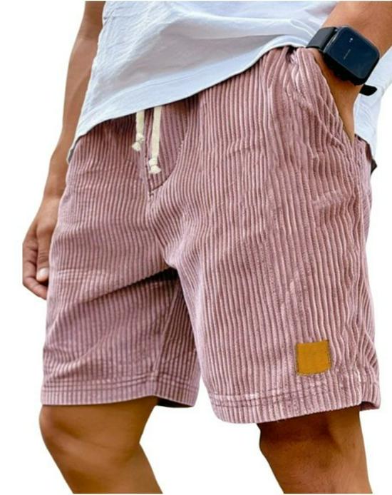 2025 Men's Retro Embroidered Logo Corduroy Drawstring Shorts