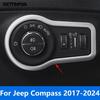 Accessories For Jeep Compass 2017-    2024 Matte Interior Head Light Lamp Adjustable Switch Button Cover Trim