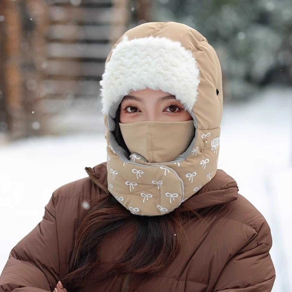 Bow Pattern Pullover Hats Cold Proof Cycling Mask New Ear Protection Cap  Winter