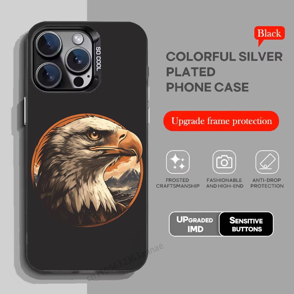 Eagle Cool Animal Phone Case For iPhone 17,16,15,14,13,12,11,Pro,Max,Plus,Mini,X,XS,XR,8,S,SE Soft Black Case iPhone13PROMAX