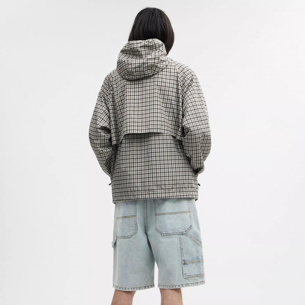 Coach Plaid WIndbreaker In Recycled Polyester Blue