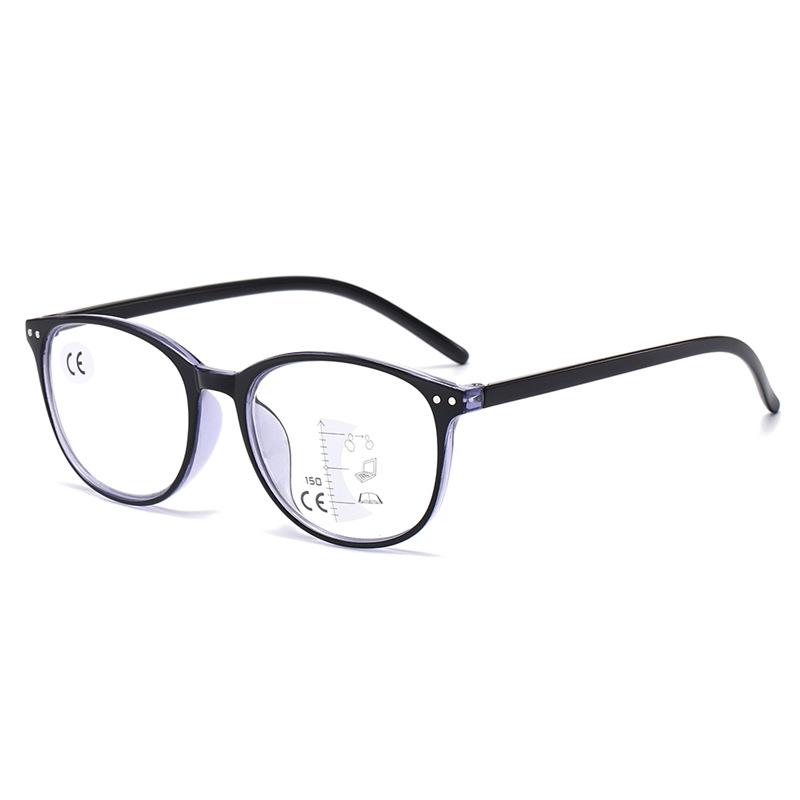 Multi-Focus Reading Glasses Anti-Blue Light Round Frame Versatile Reading Glasses Far And Near Women'S Ultra-Light Reading Glasses