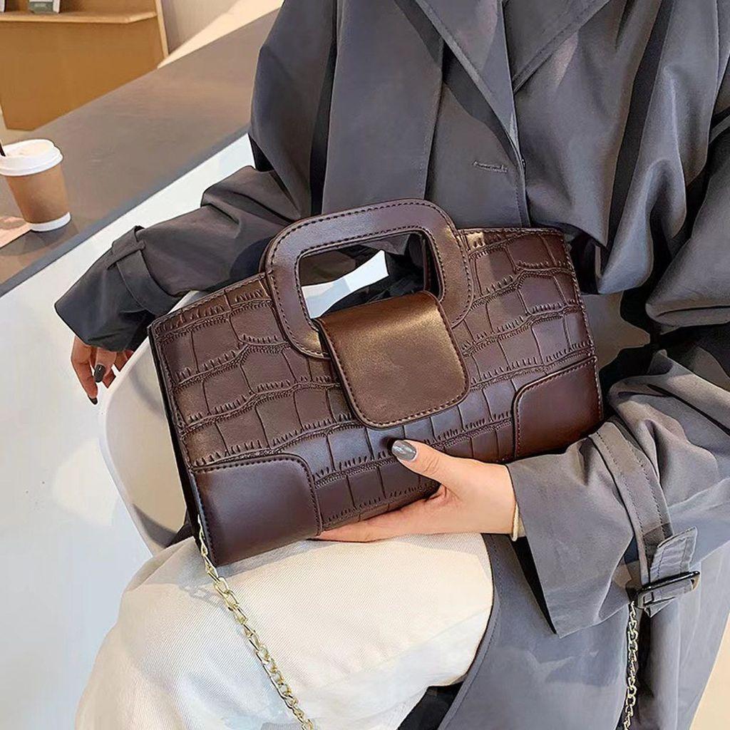 Crocodile Pattern Pu Evening Clutch Bag With Zipper Lock For Ladies