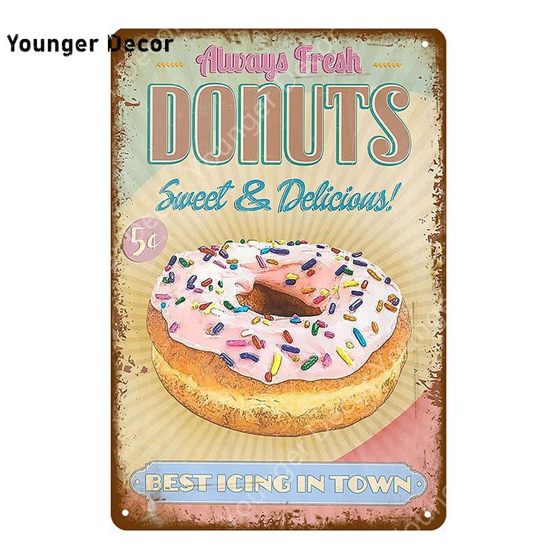 Food Bread Decor Ice Cream Milk Strawberries Pickles Waffles Ploughmans Metal Tin Signs Vintage Poster Wall Art Plaque YI-010