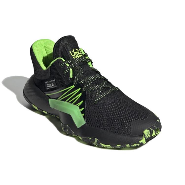 Adidas D.O.N. Issue #1 J Non slip Lightweight Low top Children's Basketball Shoes Black Green Teenagers EF2933