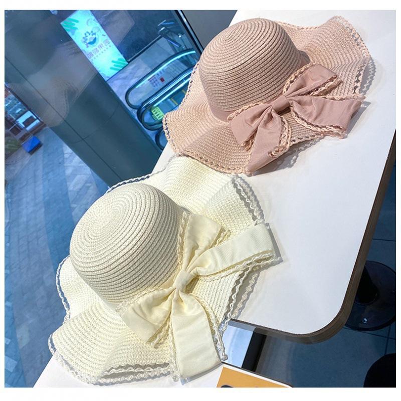 Summer fashion bow big eaves hat women's wavy edge sun hat outdoor beach hat sun hat