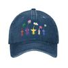 cute pikmin pattern blue Washed Denim Cap Casual Baseball Caps Adjustable Hat Summer Unisex Baseball Hats