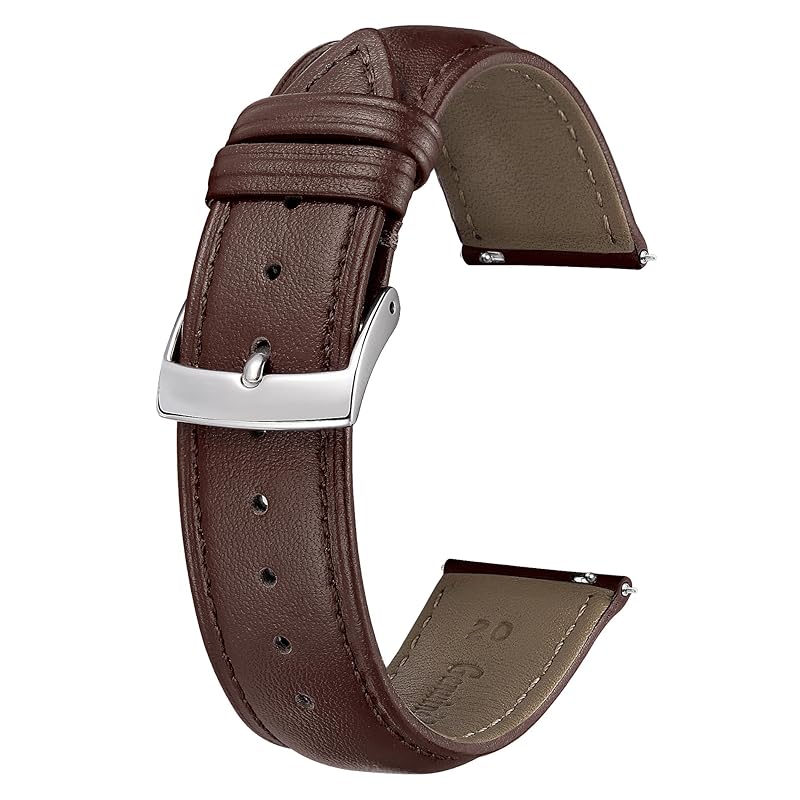 

[BINLUN] leather watch strap quick release leather watch band multiple color watch bands stylish replacement belt soft breathable Unisex (21mm, brown)