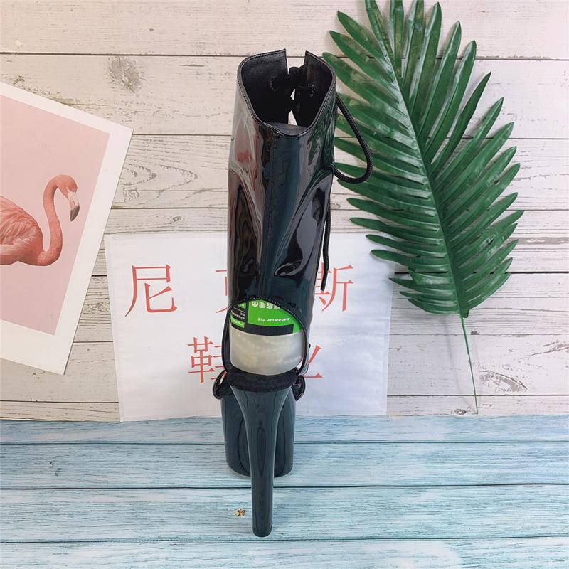 17Cm patent leather boots high heel fish mouth boots red boots, fashion short boots cool boots women's small size 3