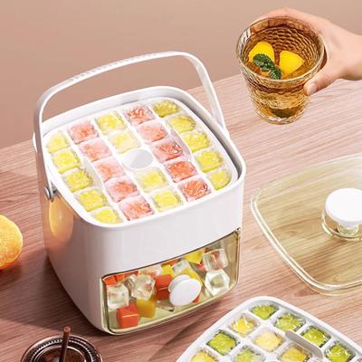 Forma na ledové kostky ABS PP 48 přihrádek 2 formy Snadné vyjímání Nádoba na ledové kostky s víkem Úložný box do mrazáku
