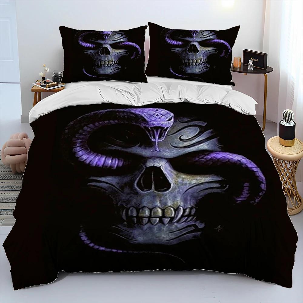 Snake Duvet Cover Set Serpent Comforter Bedding with 2 Pillowcases Comfortable and Breathable Scary Animals Style Quilt Covers