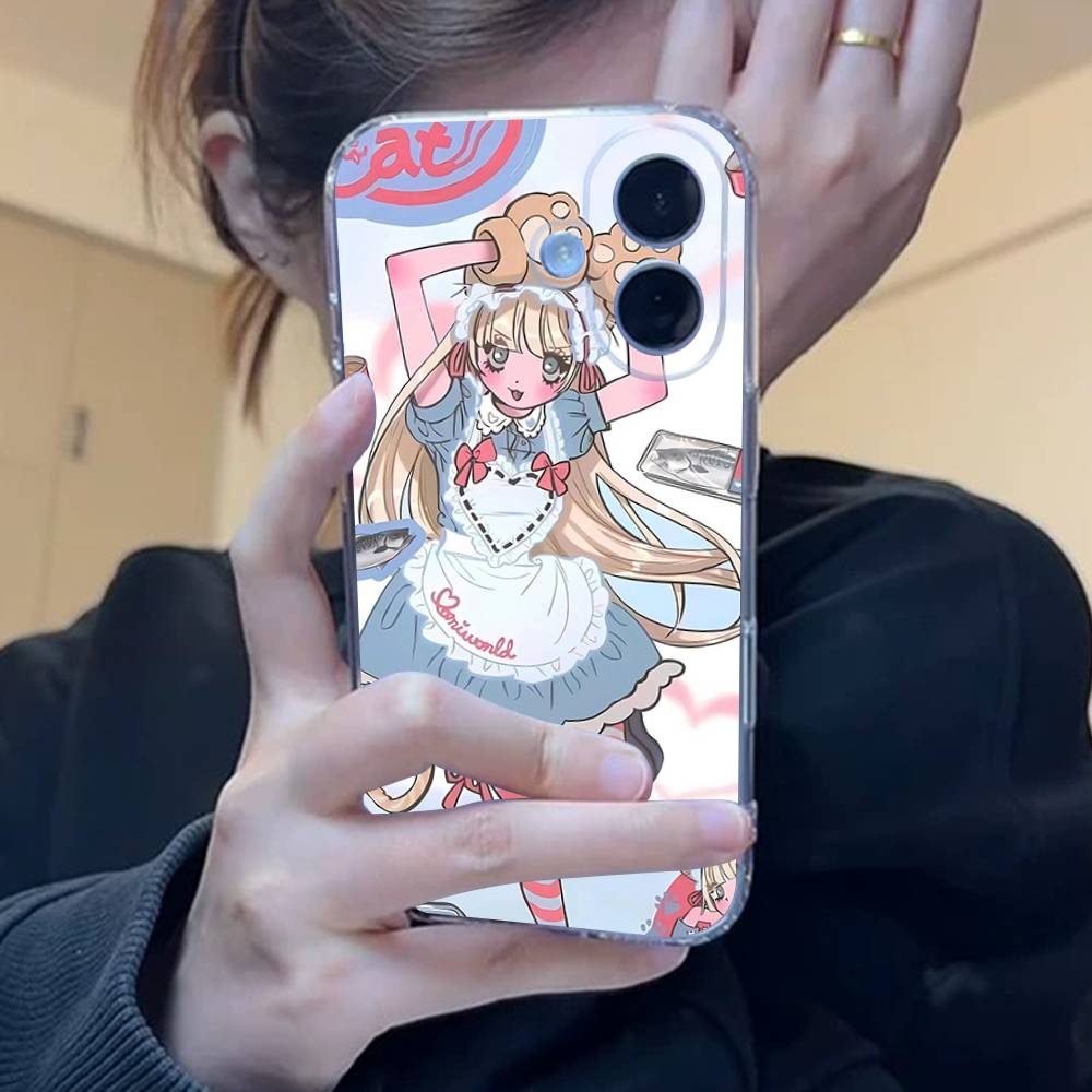Angel Tsundere Girl Anime Cute Clear Silicone Soft TPU Phone Case For Iphone 17 16 15 14 Plus 13 12 Mini 11 Pro Max Shell Capa