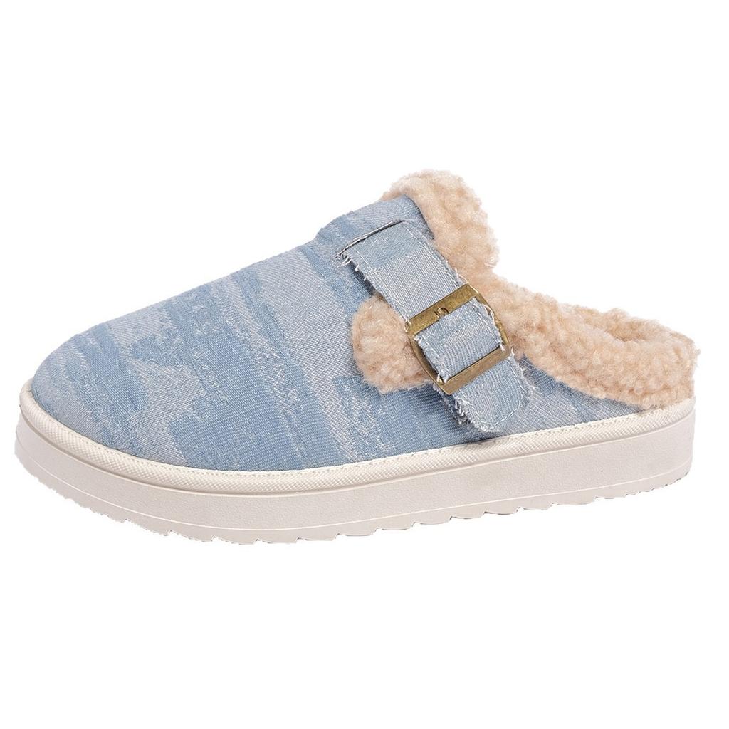 2025 New Autumn and Winter Women's Shoes Large Size Velvet Warm Home Cotton Shoes Thick-soled Warm Sewn Cotton Shoes Women