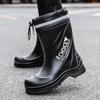 Buty przeciwdeszczowe męskie wędkarskie nadmorskie antypoślizgowe wodoodporne buty średniej długości ze ściągaczem aksamitne ciepłe kalosze gumowe buty ochraniacze