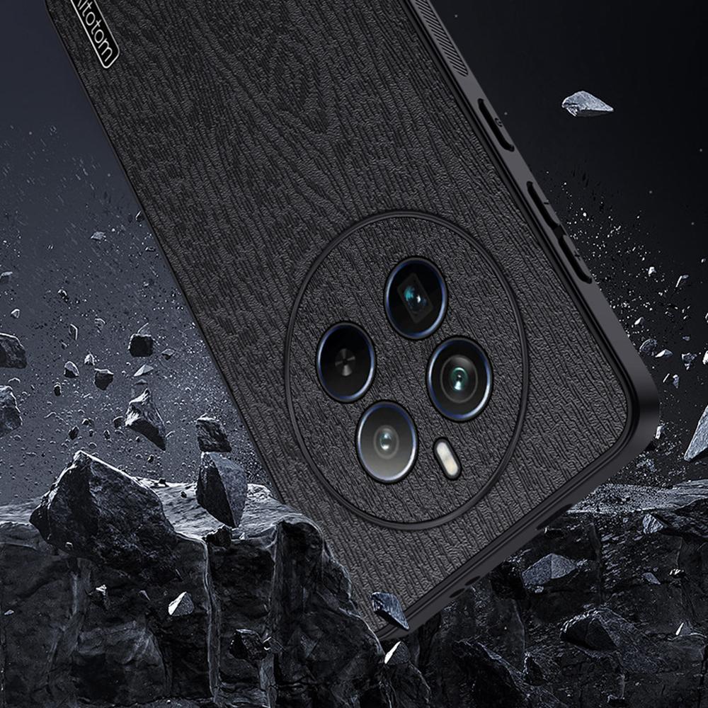 For Realme 12 Pro 5G/12 Pro+ 5G Case Wood Texture Leather+PC+TPU Anti-Drop Phone Cover